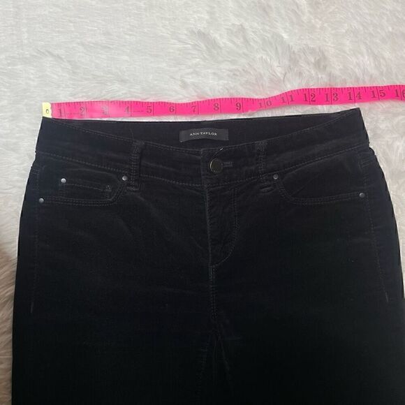 Ann Taylor Black Velvet Pants Size 0 Skinny Modern Fit Velour Stretch Low Rise - Picture 6 of 12